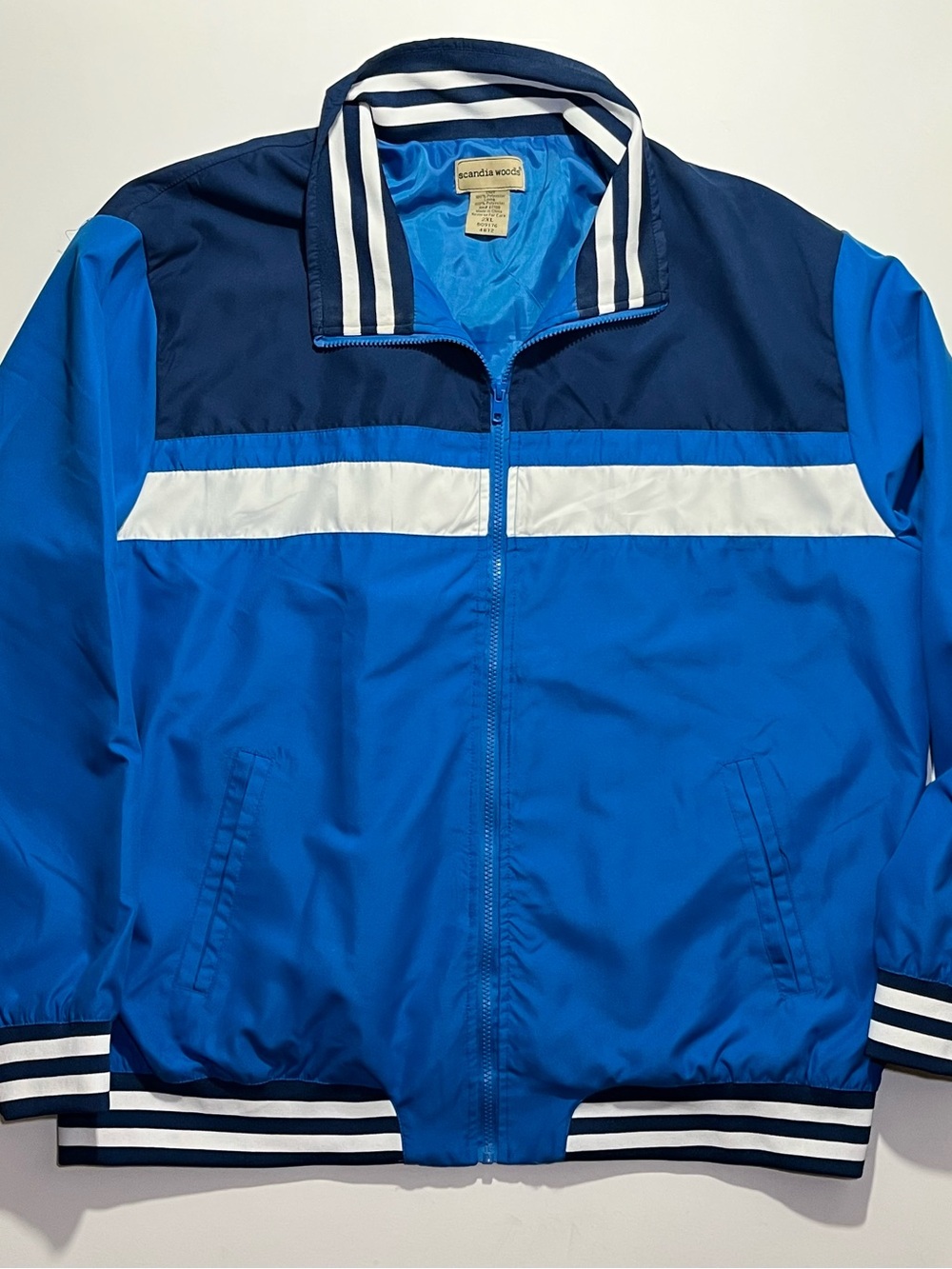 Scandia Woods Striped Full Zip Windbreaker Jacket, Men’s 2XL, Blue